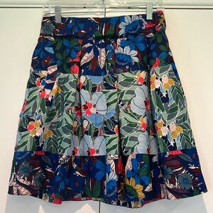 Maeve Size 8 Multi Color Floral Pleated Skirt with Wide elastic waistband